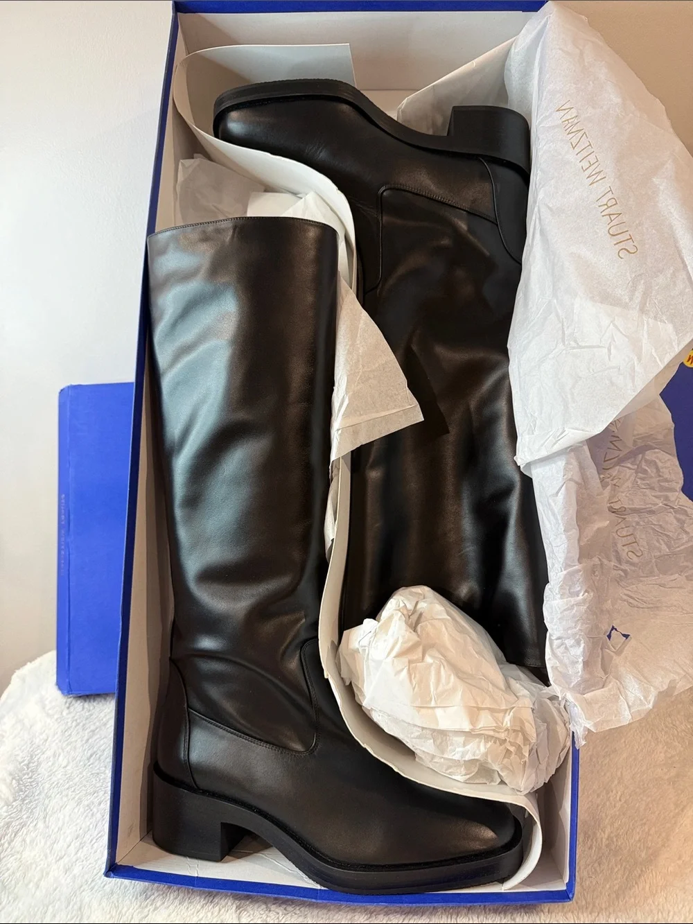 Stuart Weitzman Black Leather Kaia Knee High Boots (106)